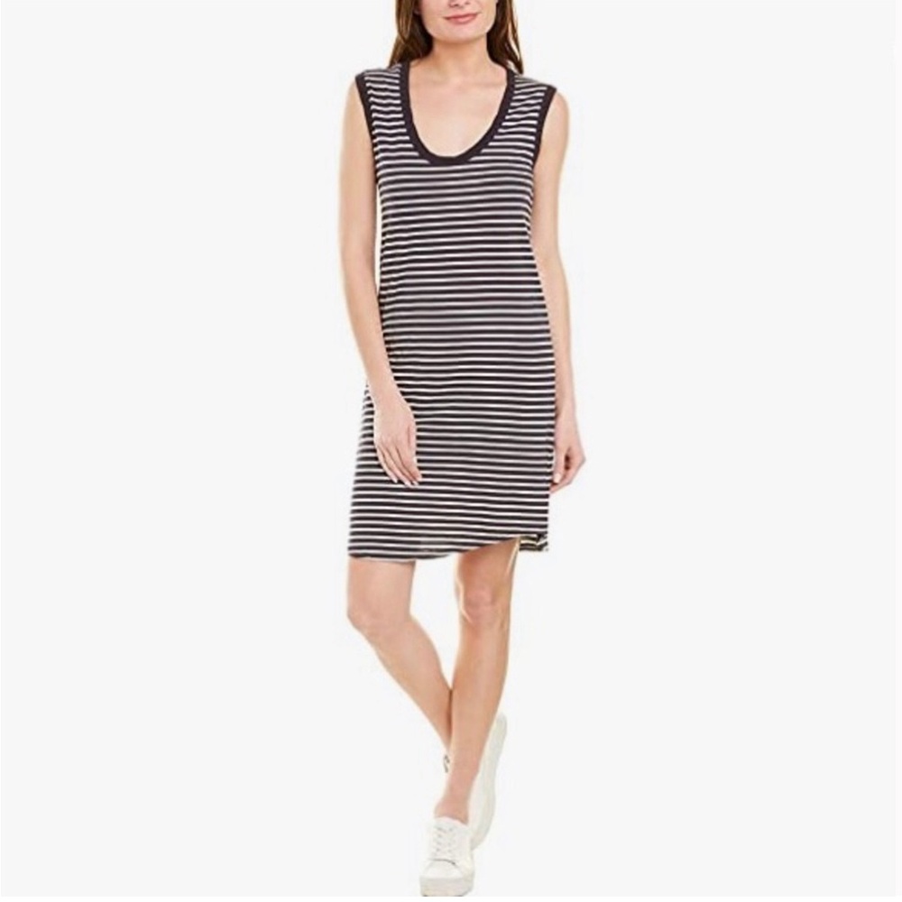 Velvet by Graham & Spencer Navy & White Jersey Tank Dress. L